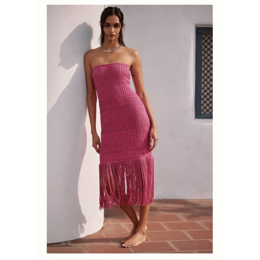 Celandine Strapless Crochet Fringe Trim